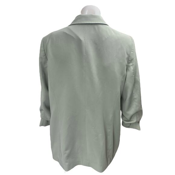 Miss Selfridge Green Double Breasted Ruched 3/4 Sleeve Blazer Coat Jacket Size 8 - Picture 2 of 4